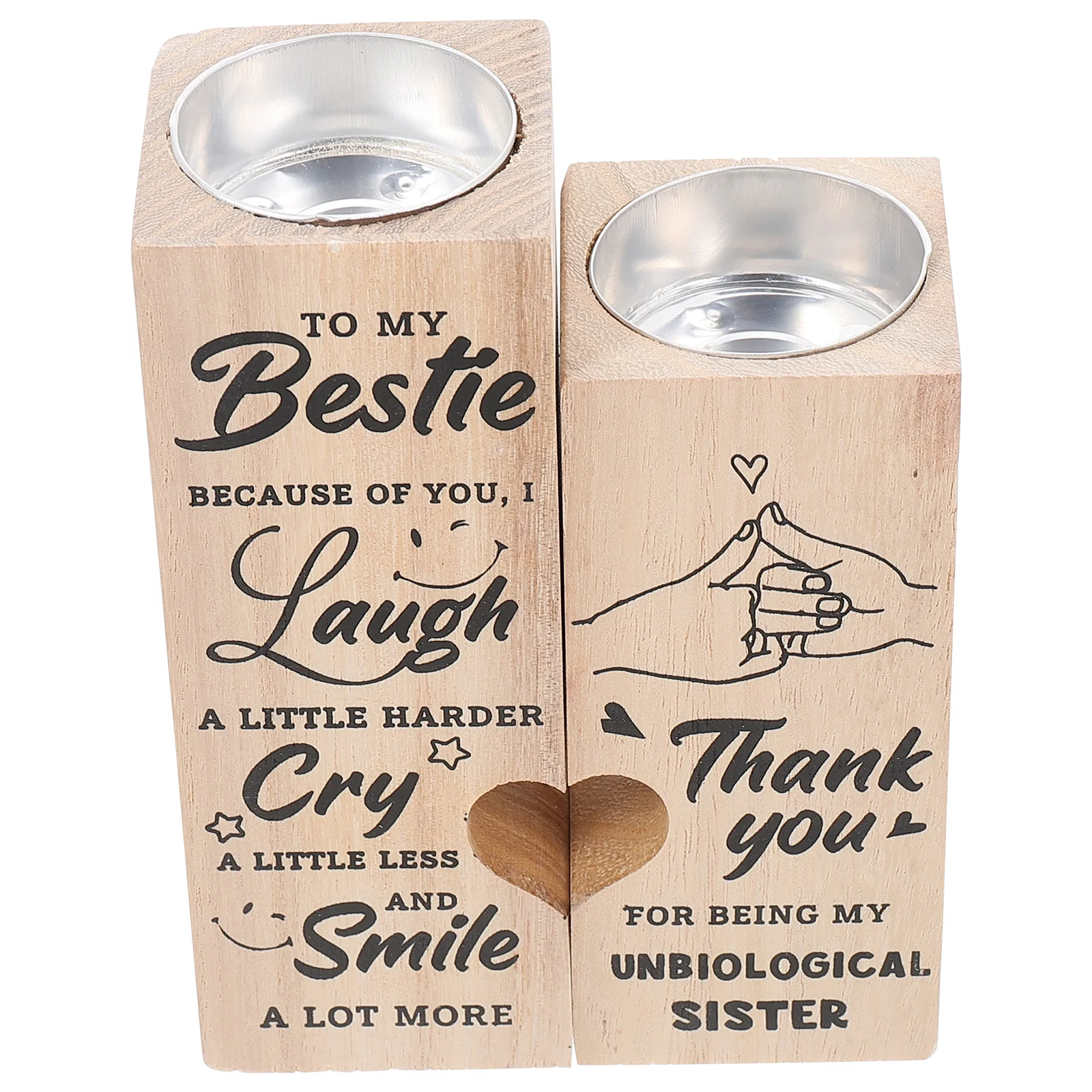 

Holder Wooden Stand Tealight Gifts Heart Candlestick You Gift Thank Friend Bestiedecorative Friends Sister Wood Desktop Rustic