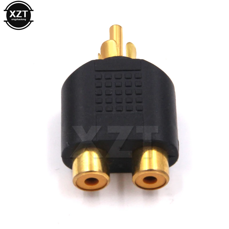 1PC NEW Audio Sockets Converter RCA Male to 2RCA Female AV Audio Video Y Splitter  Adapter Phono Splitter Joiner Adapter