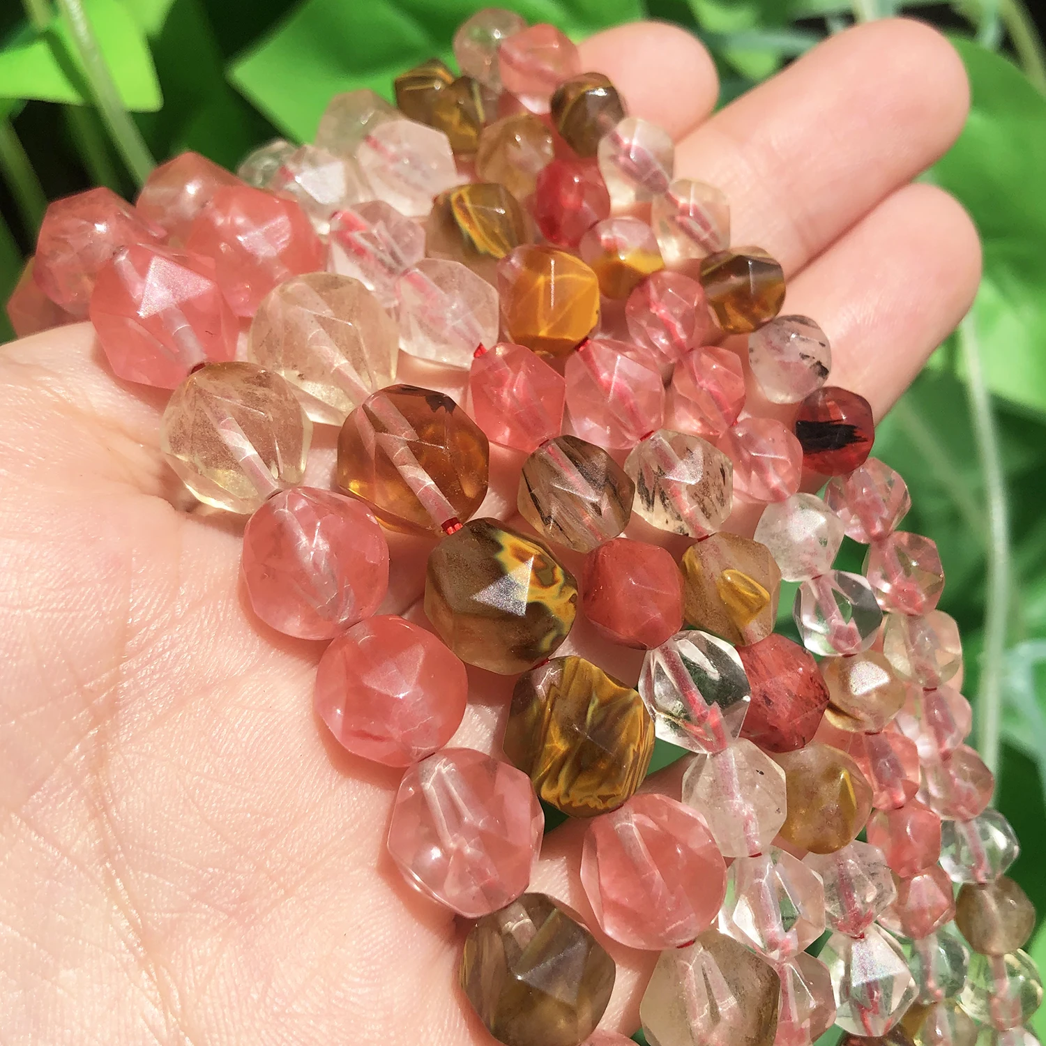 Граненые бусины Crtsyal из натурального камня вишневого кварца, круглые бусины россыпью для изготовления ювелирных изделий 6, 8, 10 мм, аксессуары для браслетов своими руками