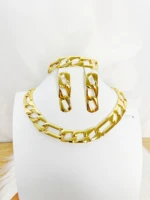 dubai jewelry set four piece women wear party wedding anniversary fashionable gold plating luxurious and elegant