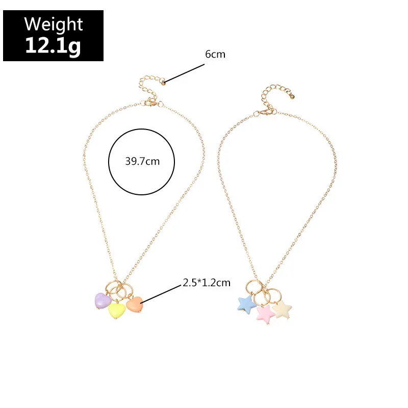 2022 Новая мода акриловая подвеска Милый набор ожерелий сердечко и звездочка в ярких цветах для женщин и девочек современные стильные ювелирные изделия в виде чокера подарки.