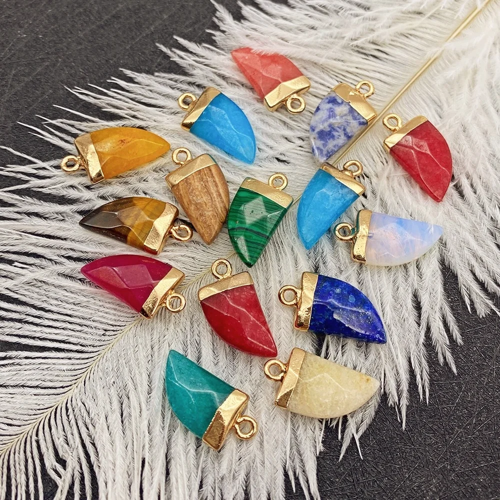 

1pcs Natural Stone Pendant Crystal Chili Shape Copper Edging Design Jewelry Making Accessories DIY Necklace Charm Necklace