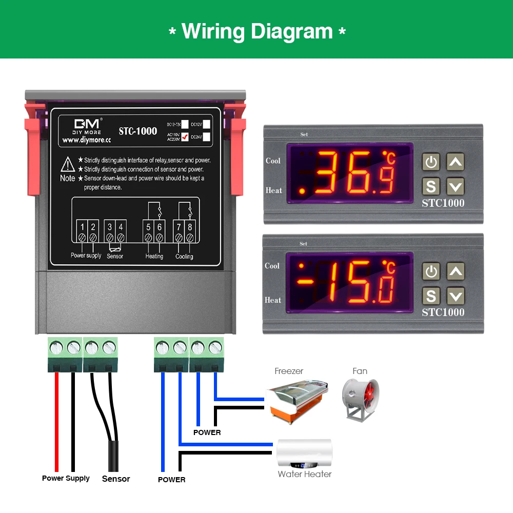 

Digital Temperature Controller Thermostat Thermoregulator incubator Relay LED 10A Heating Cooling STC-1000 STC 1000 AC 110V-220V