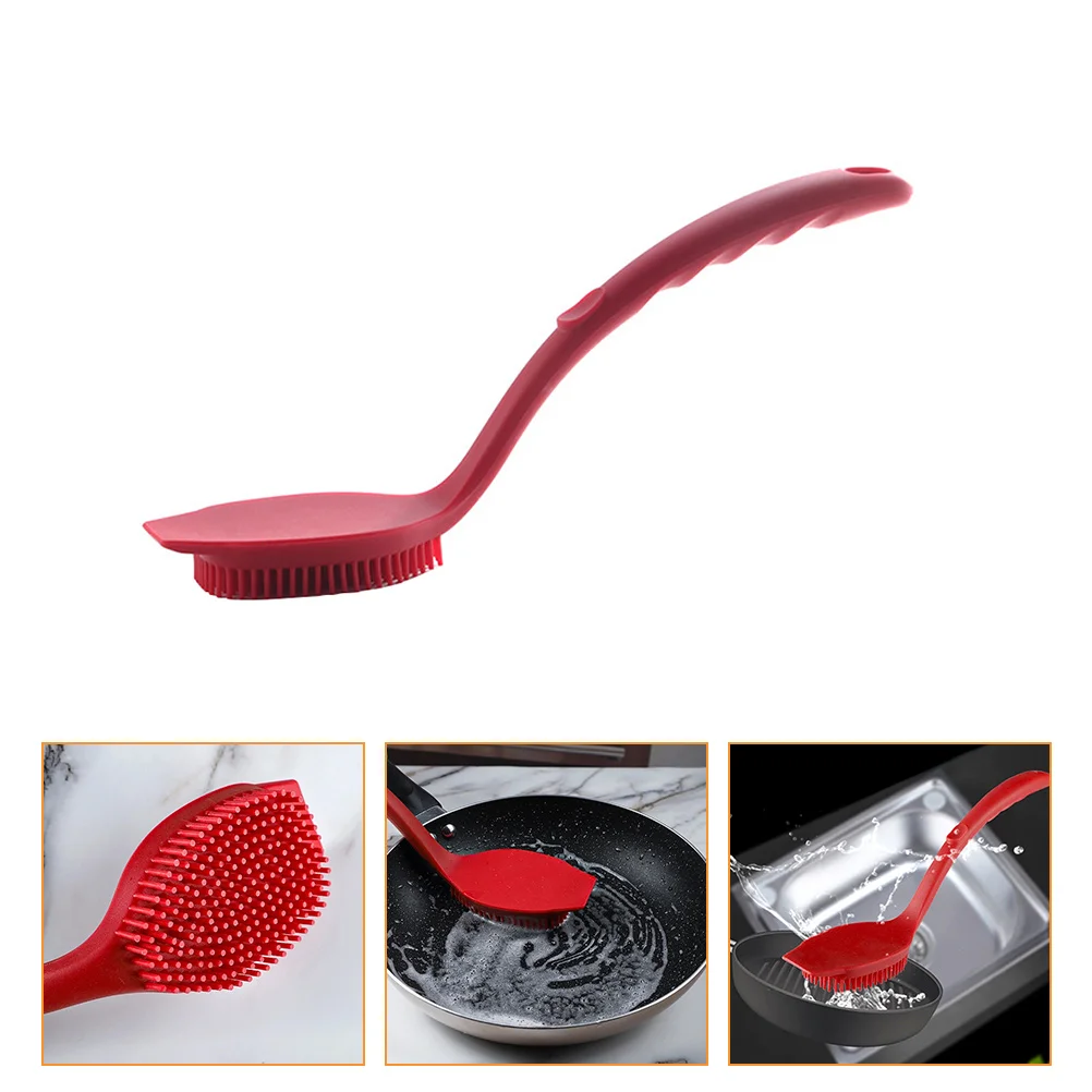 

Cleaning Brush Long Handle Greasy Dirt Dish Bowl Barbecue Cup Silica Gel Pot Silicone Washing