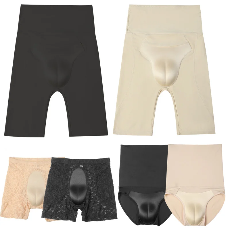 

Men's Hiding Gaff Panty Fake Vaginal Shaping Pants For Crossdressing Transgender Lift Waist Tummy Control Thicken Hip Underpants