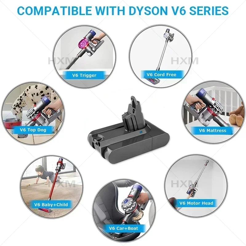 Аккумулятор 21.6V 12800mAh для Dyson (замена для DC62, DC59, DC58, SV03, SV04, SV09, V6 Animal, Motorhead, V6 Slim, V6 Absolute) (art.: 3920d99fddbcd) - 3920d99fddbcd