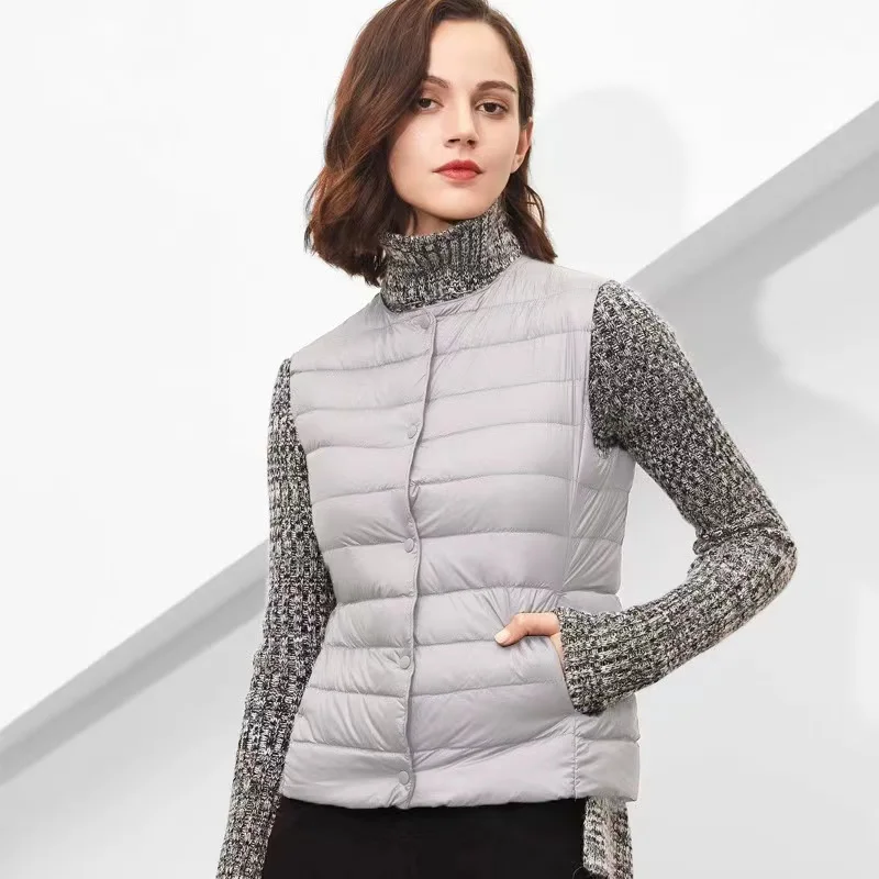 QAZIQILAND 90% Matt Fabric Women's Warm Vests Ultra Light Down Vest Women Waistcoat Lightweight Warm Sleeveless Winter Liner