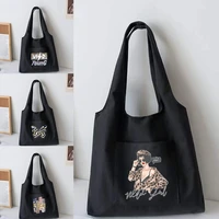 2022 new wild pattern canvas vest bag womens shopping bags commuter shopper tote bags out grocery bag reusable eco shoulder bag
