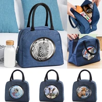 portable lunch bag for women insulated canvas cooler bag thermal kids food tote for work picnic lunch bags girl window pattern