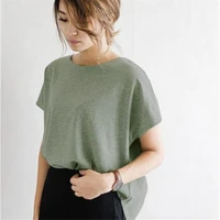2022 summer solid color simple round neck top womens t shirt slim pullover elegant chic leisure tops new korea japan
