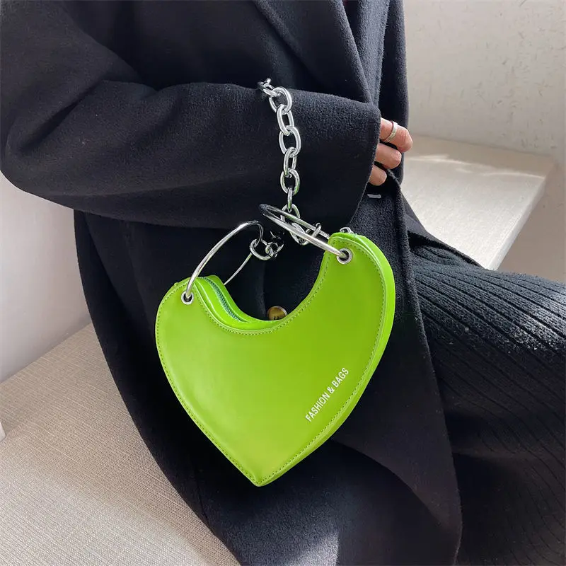 

Hot Girl Small Bag Female 2022 Popular New Trendy Ins Niche Chain Bag Fashion Heart Shaped Shoulder Bags Women's Cool Armpit Bag