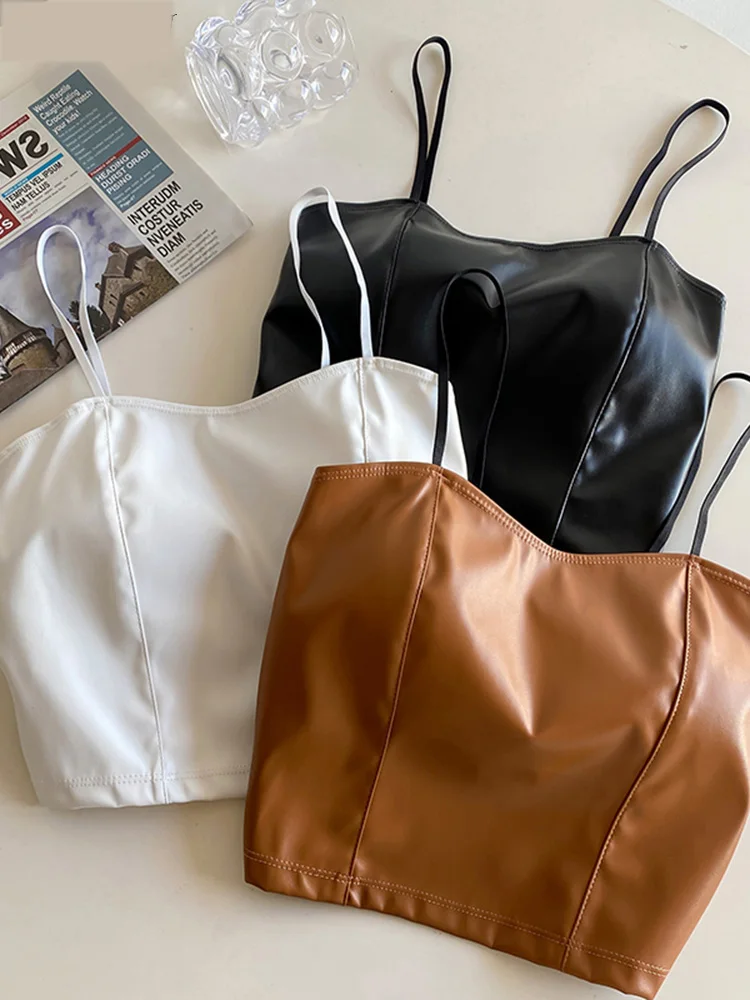 Женский бюстгальтер из ПУ кожи, с мягкими чашечками, Y2K Женский бюстгальтер из ПУ кожи, с мягкими чашечками, Y2K