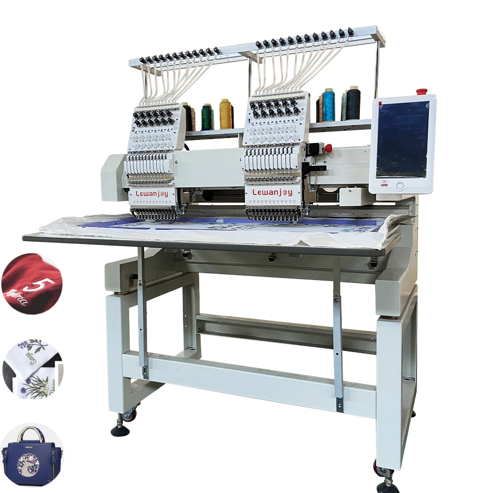 

Two Heads Embroidery Machine 15 Needle DAHAO High Speed Brother Happy Type Hat T-Shirt Computerized Free Shipping