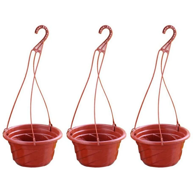

3PCS Hanging Pot Plant Potted Hanging Pot Balcony Plant Potted Plant Stand Red