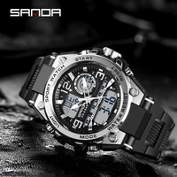 2022 sanda top brand military mens watch sport dual display electronic watch quartz 5atm waterproof men clock relogio masculino