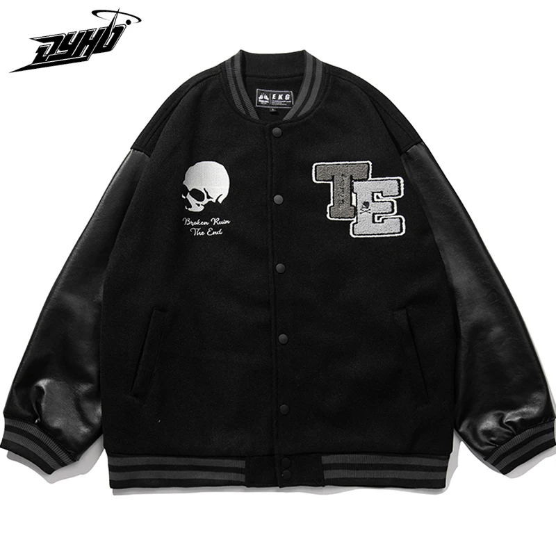 Куртка-бомбер мужская с вышивкой черепа на осень/зиму | Мужская одежда