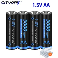 cityork 1 5v aa rechargeable battery 3000mwh aa 1 5v lithium li ion rechargeable battery aa 1 5v for toyscameraflashlight