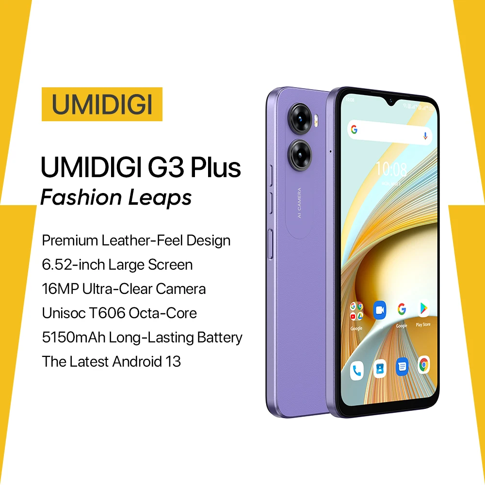 [World Premiere] UMIDIGI G3 PLUS Smartphone, Android 13 ,Unisoc T606, 4GB+128GB, 16MP Camera,5150mAh Battery, Dual SIM 4G Phone