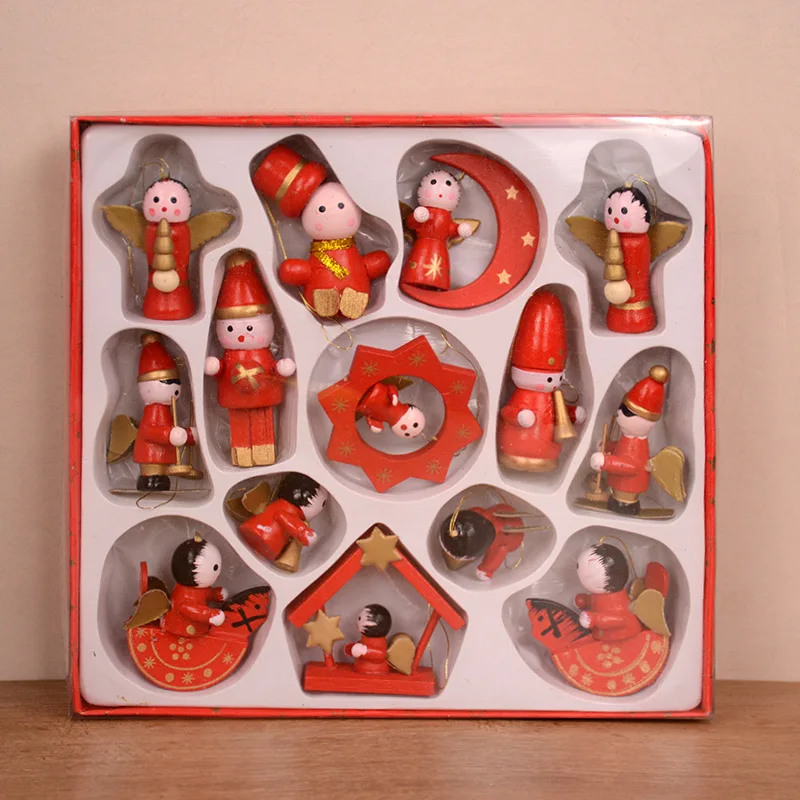 

New Year Christmas Tree Hanging Christmas Wooden Ornaments Miniature Ornaments For Home Mall Decor Wholesale