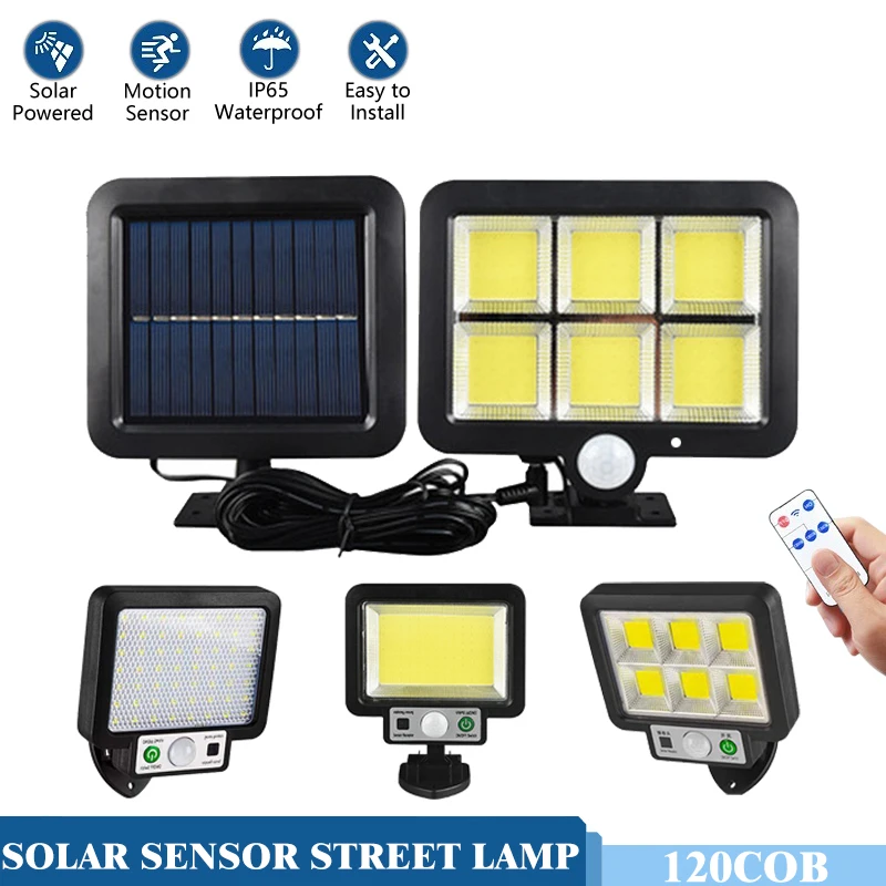 

Solar Light Outdoor 160COB Super Bright Motion Sensor Solar Strong Power LED Garden Wall Lamp IP65 Waterproof 3 Working Modes