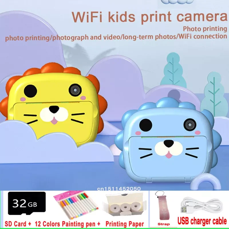 

Оригинальная детская камера Мгновенной Печати с Wi-Fi, термопечать, цифровая фотокамера, портативная мини-камера HD, детский видеорегистратор,...