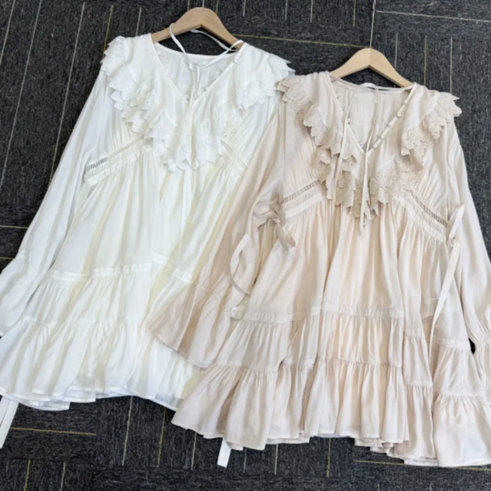 Kuzuwata Нежный халат с воротником Питер Пэн и расклешенными рукавами оборками