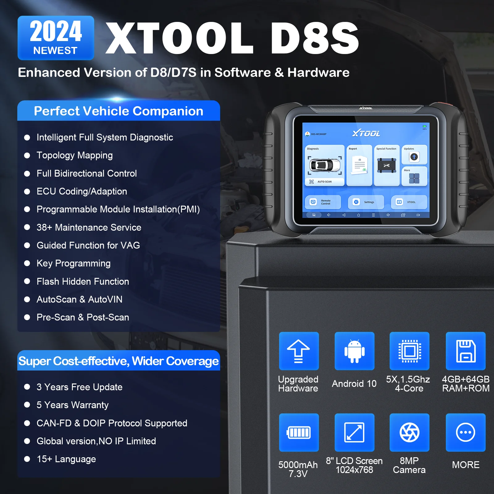 XTOOL D8S Полные Системные Диагностические Инструменты Обновление D7S Автомобильный