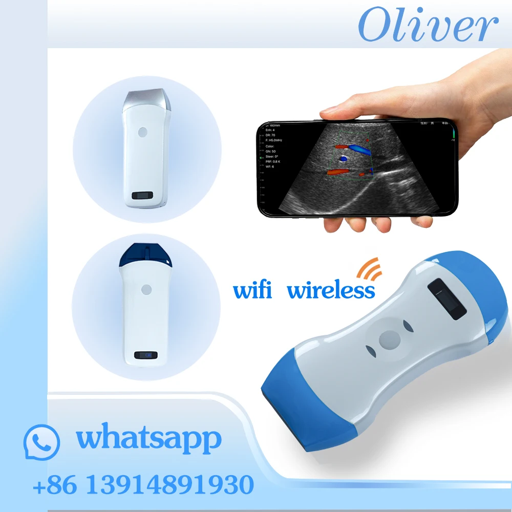 جهاز الماسح الضوئي اللاسلكي المحمول WIFI بالموجات فوق الصوتية، جهاز الجيب USG يدعم التطبيق iOS Android Windows، حقيبة بدلة مجانية