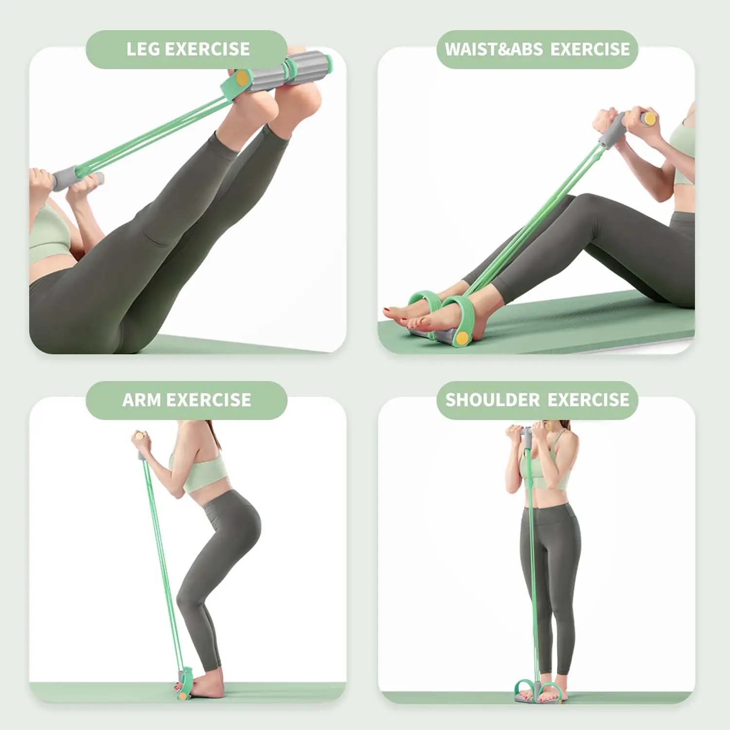 Эластичная лента с педалью многофункциональная тренировочная для похудения и