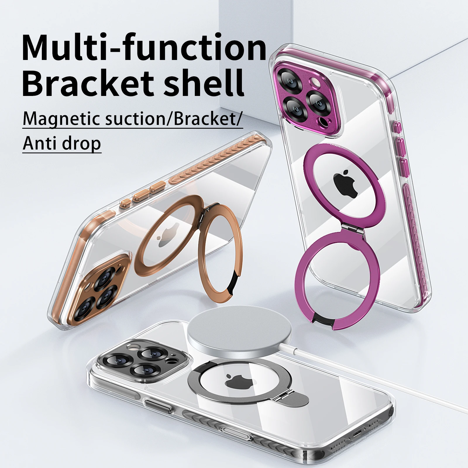 Фото Магнитная док-станция Dragon Scale Magsafe подходит для чехлов для телефонов Apple 17 Pro Max, прозрачный акрил для iPhone 13 14 plus, №2