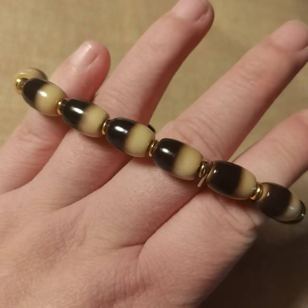 Цвет слоновой кости бусины Дзи браслет полоски тотемы натуральный агат Цзи