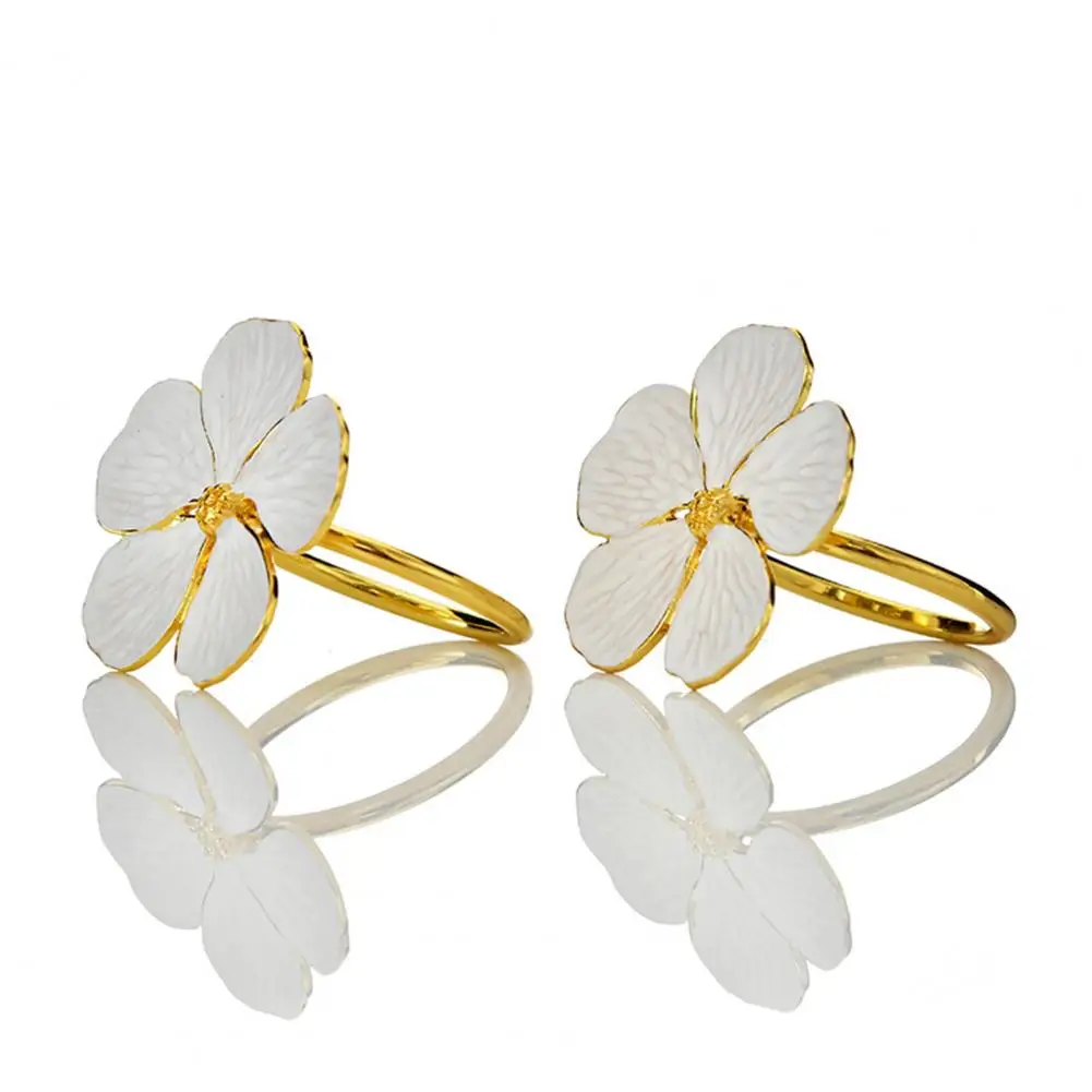 

Unique Eye-catching Eco-friendly Flower Napkin Rings Handkerchief Fixing Holder Smooth Surface Serviette Buckle for Hotel