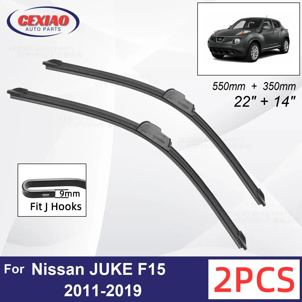

Car Wiper For Nissan JUKE F15 2011-2019 Front Wiper Blades Soft Rubber Windscreen Wipers Auto Windshield 22"+14" 550mm + 350mm