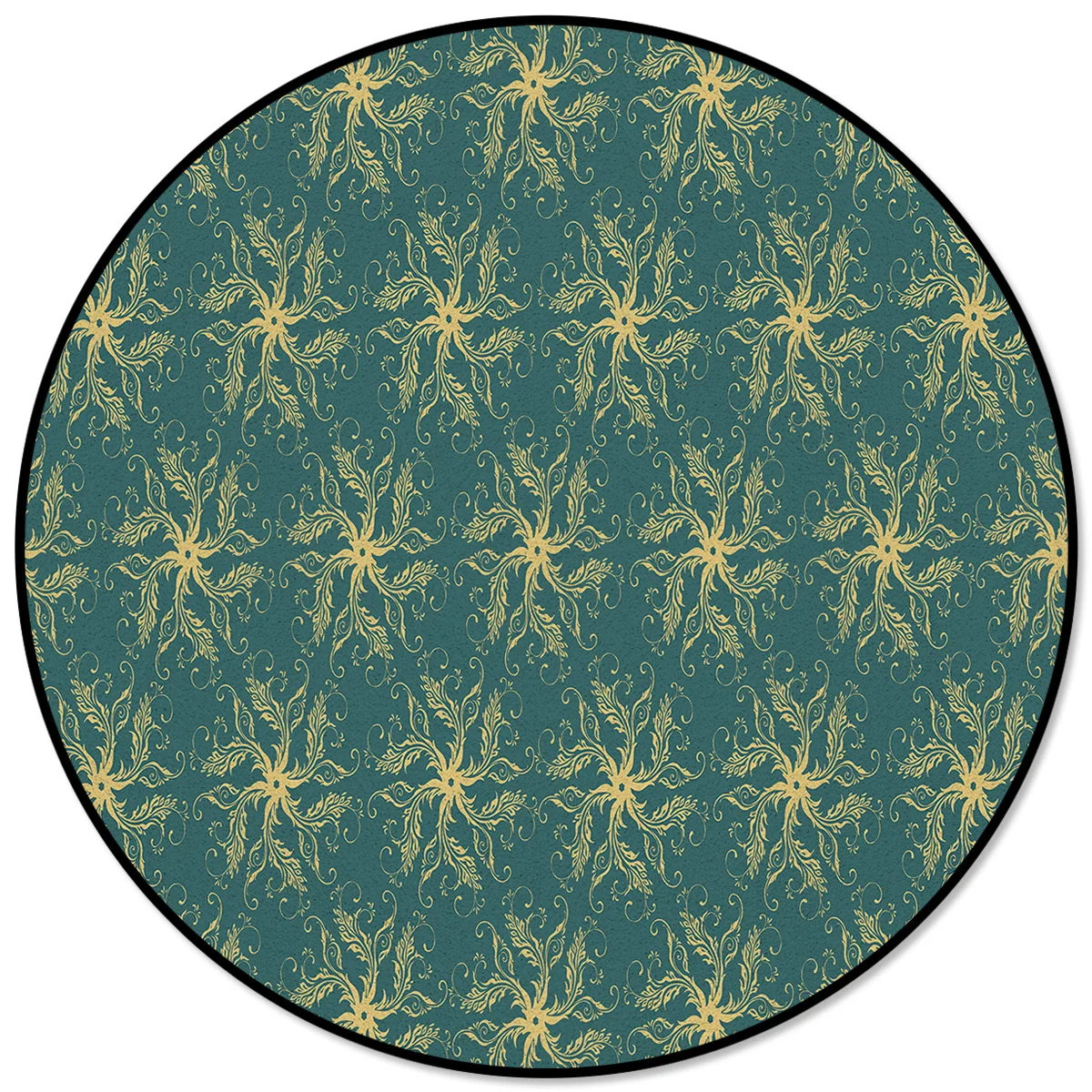 

Yellow Jacquard Leaves Retro Round Carpets for Living Room Home Decoration Modern Circle Rug for Bedroom Outdoor Mat Round Rug