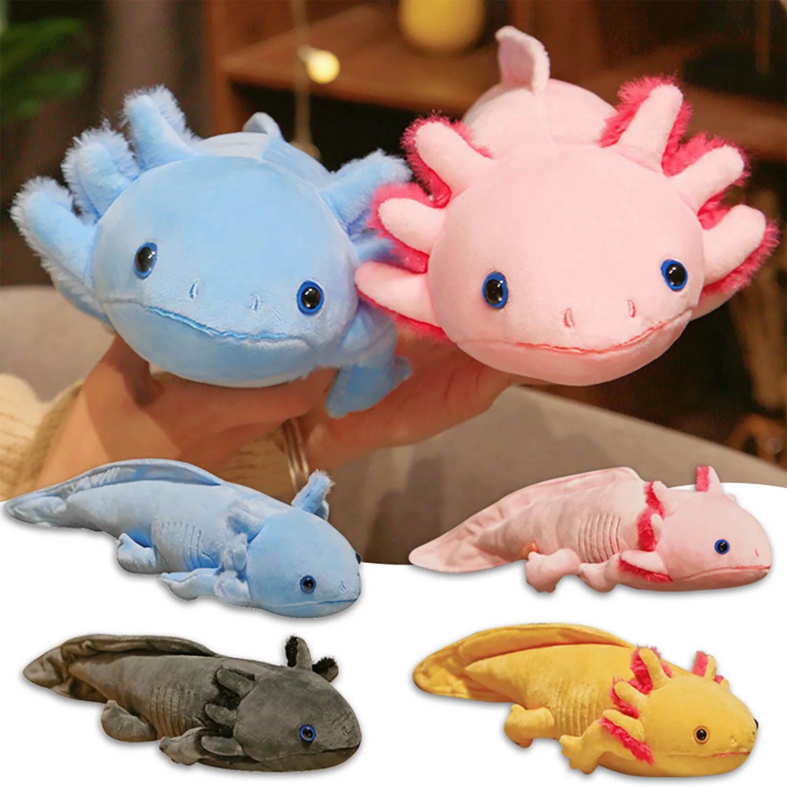 

Милая красочная плюшевая игрушка для новорожденных, Мягкая Милая Axolotl саламандра, пушистая плюшевая рыба, Успокаивающая длинная подушка, по...