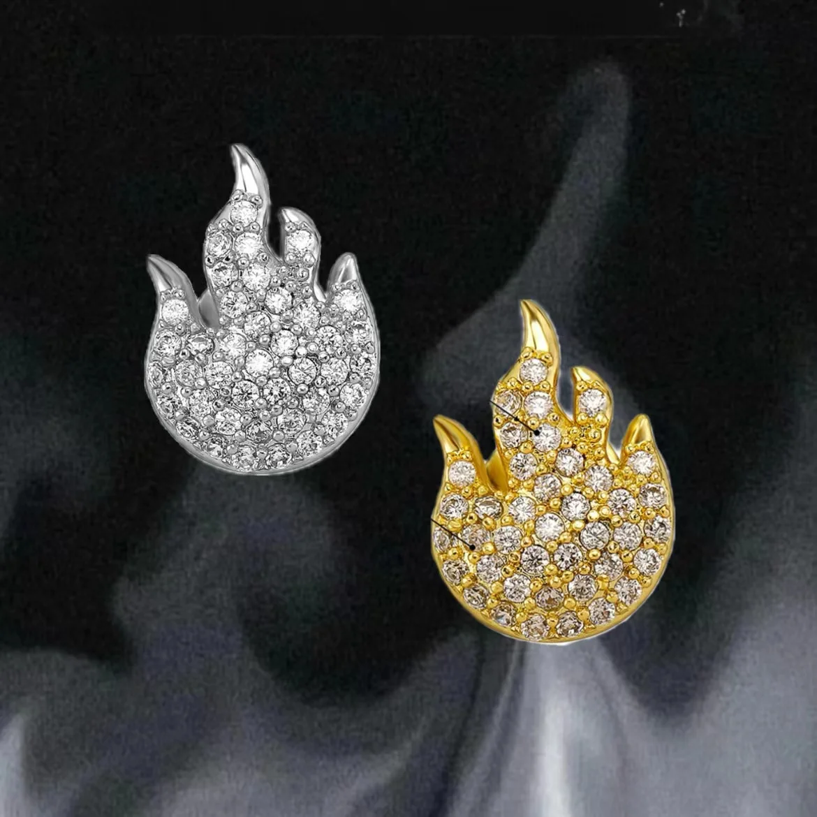 YOUNGX Модный CZ камень пламени зубы коронки хип-хоп 14K позолоченные кубические