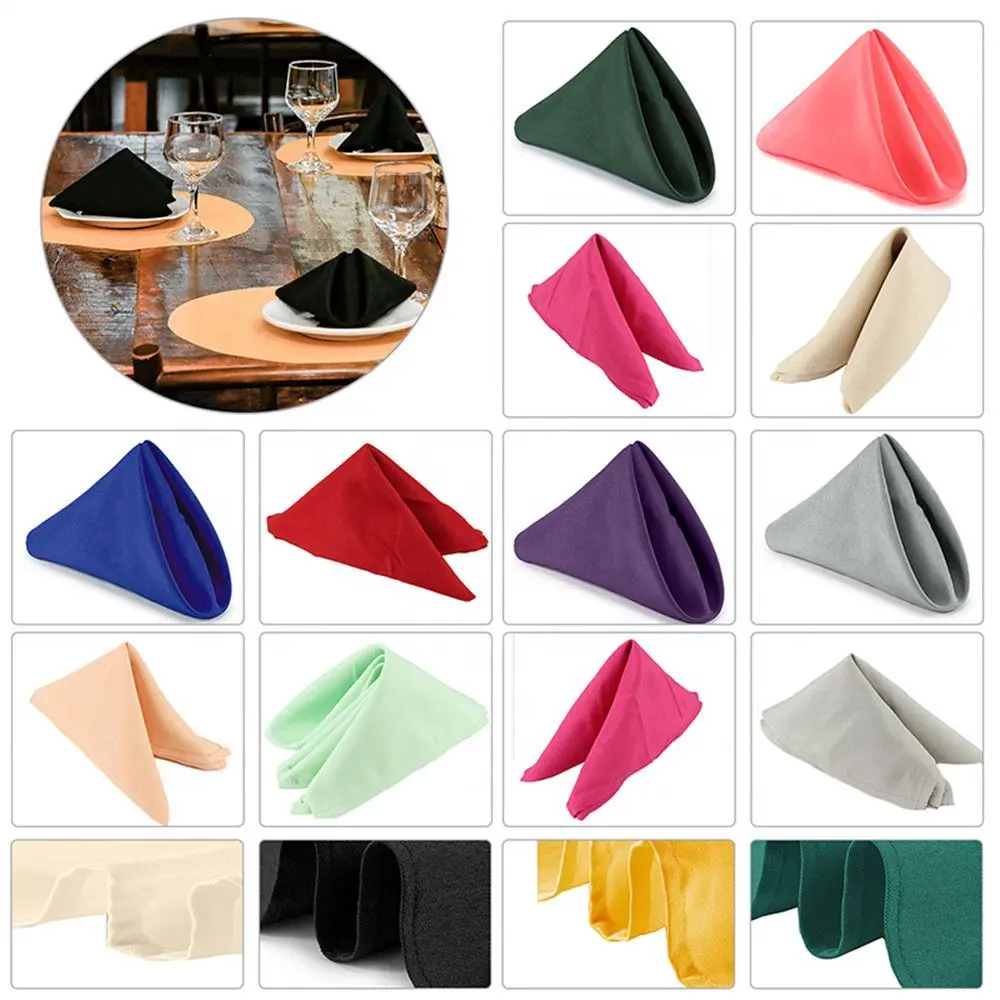 

Polyester Durable Soft Square Solid with Hemmed Edges for Wedding Party Dinner Table Napkins Satin Cloth Napkins