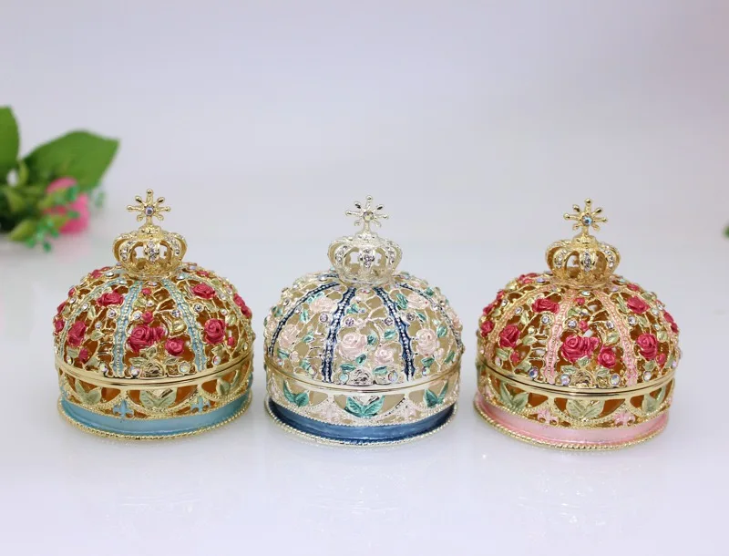 New Floral Crown Shape Metal Jewelry Trinket Box Ring Jewerly Box for Ring Holding
