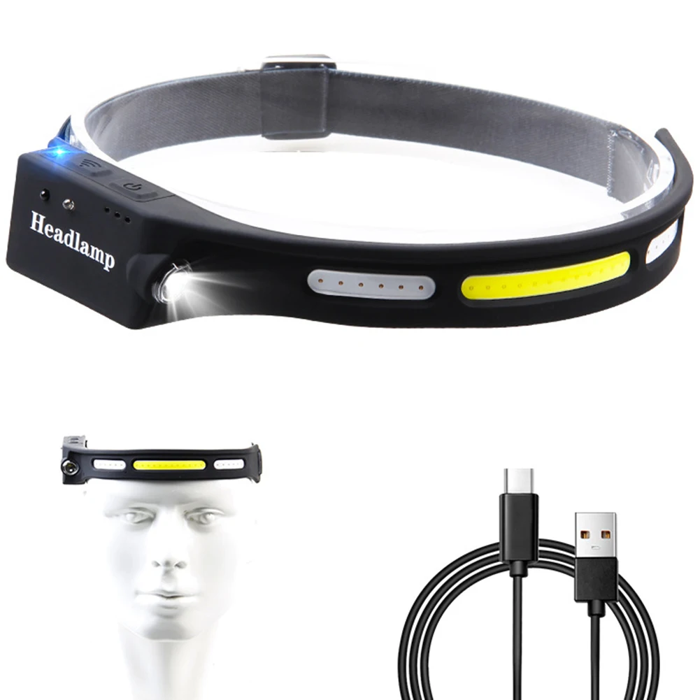

1000lm Headtorch COB + LED Headlamp Double Switch Design Headlight Torch Flashlight Work Light Lamp White + Red Light Camping