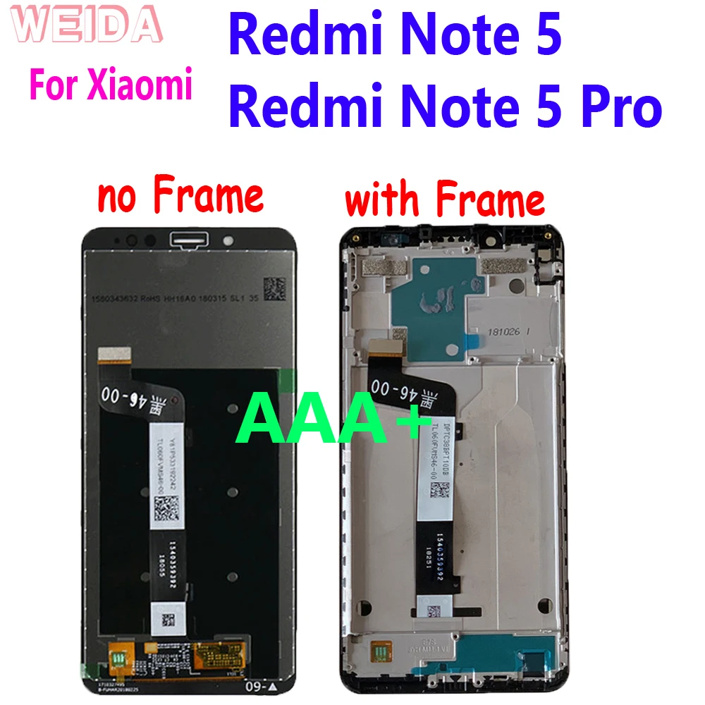 Фото ЖК-дисплей AAA + для Xiaomi Redmi Note 5 Pro, ЖК-дисплей с сенсорным экраном и дигитайзером в сборе с рамкой для замены ЖК-дисплея Redmi Note 5 №1
