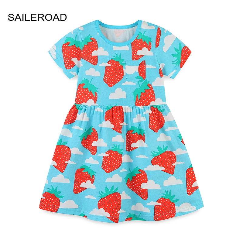 

Детское летнее платье с коротким рукавом и фруктами