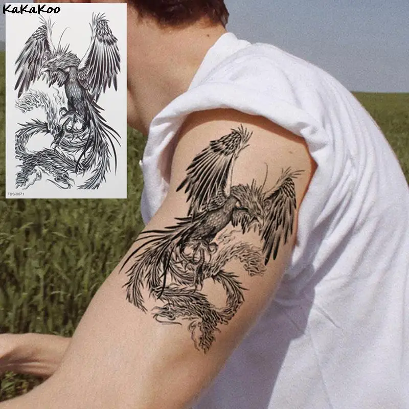 

3D наклейка на руку, ногу, тело-арт, черный дракон, одноразовая Съемная Водонепроницаемая наклейка крутой временный, наклейка, ручная Татуировка