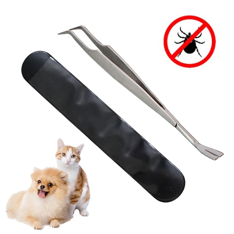 

2 In 1 Stainless Steel Tick Tweezers Professional Tick Removal Tool for Cat Dog Quick Effectively To Remove Ticks for Pets