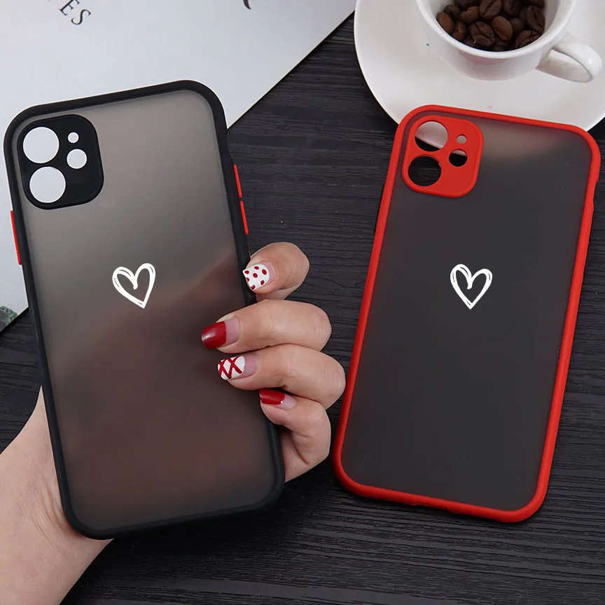 

Pink Heart Circle Phone Case For iPhone 12 11 Pro XR XS MAX X Mini 7 8 SE 2020 6 6s Plus Skin Fashion Silicone Hard Cover Fundas