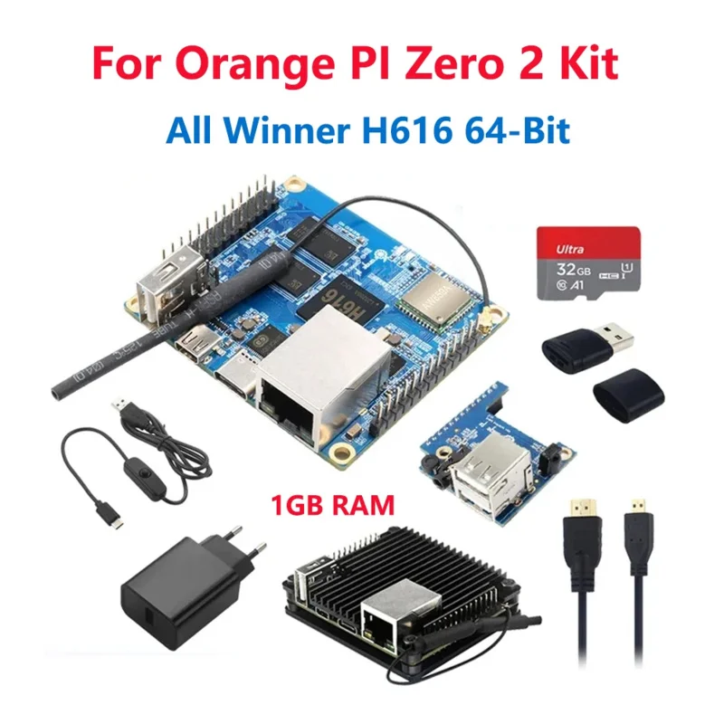 Оранжевый Pi Zero 2 1 ГБ ОЗУ Allwinner H616 BT Wifi ИК-приемник дополнительно Алюминиевый