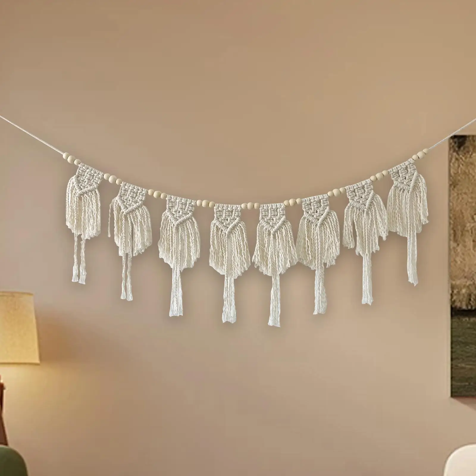 Макраме настенный гобелен орнамент минималистичный шикарный богемный тканый