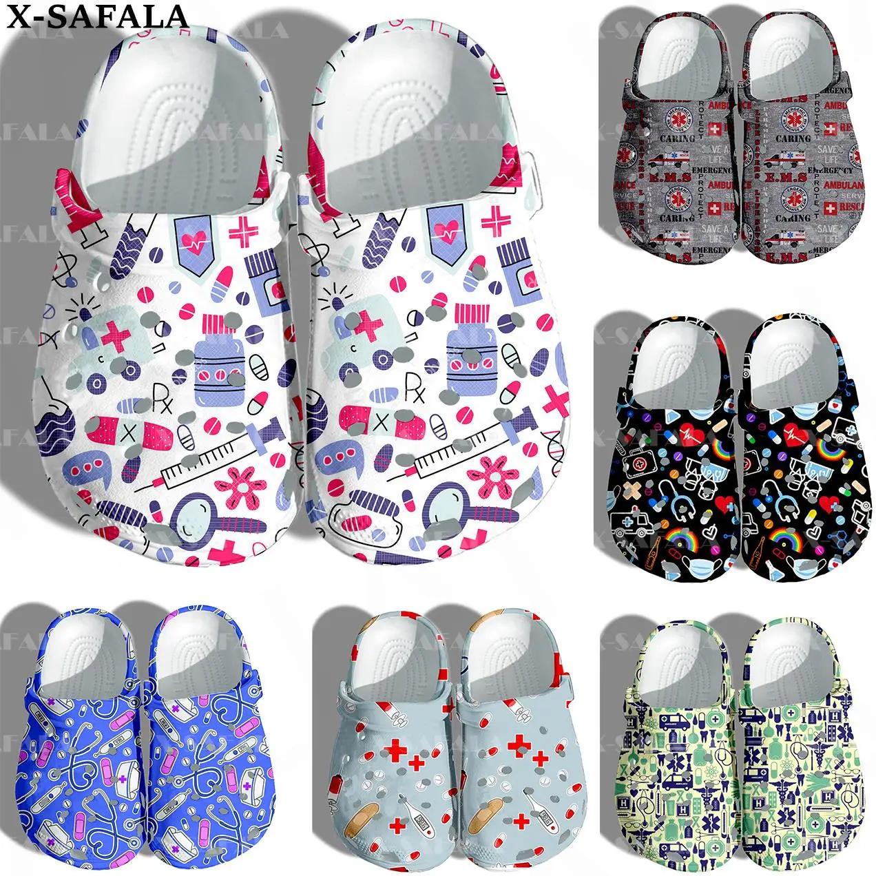 

Сандалии унисекс из ЭВА, классические тапки для физиотерапии, с 3D принтом, летняя пляжная обувь для улицы, для медсестер, EMS EMT-1