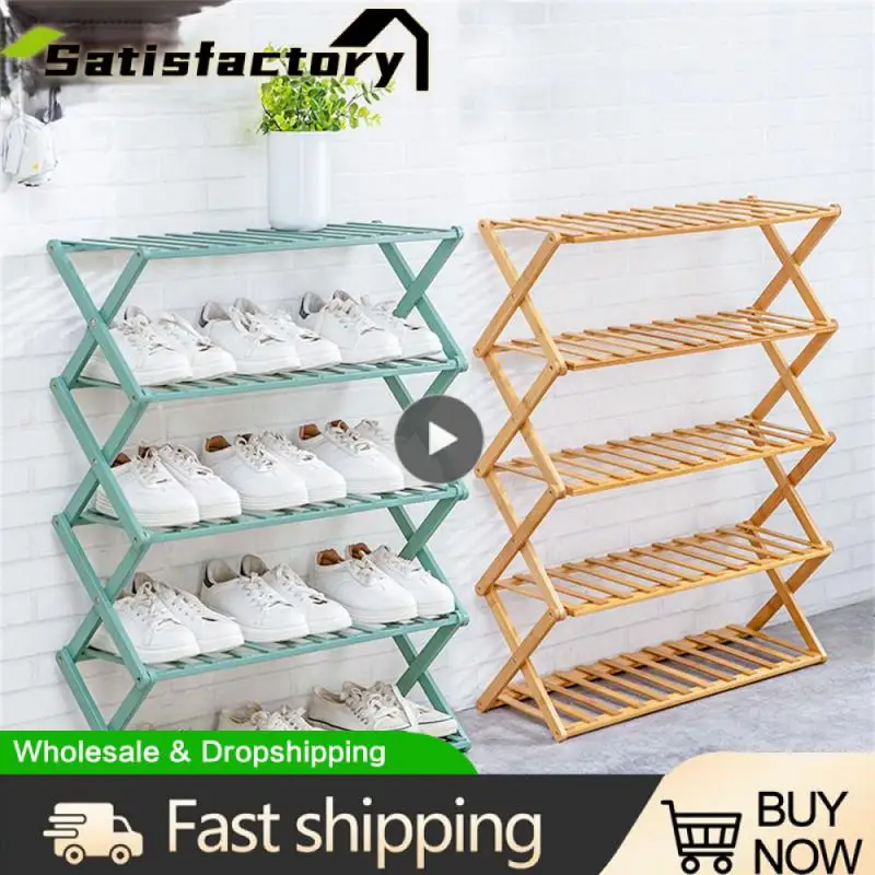 

Foldable Bamboo Shoe Cabinet Installation Free Multi-layer Economic Shelf Simple Household Shoe Management Shoe Rack Houseware