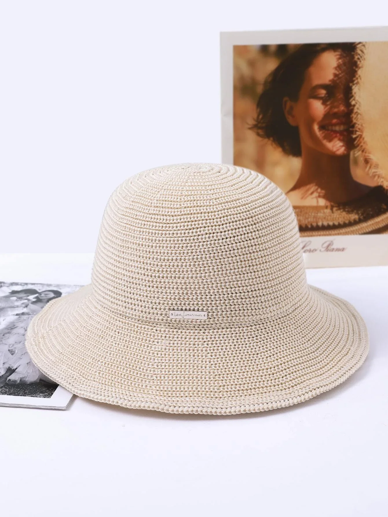 

Hats gorras sombreros capshat Letter Detail Square Decor Wide Brim Hat beach