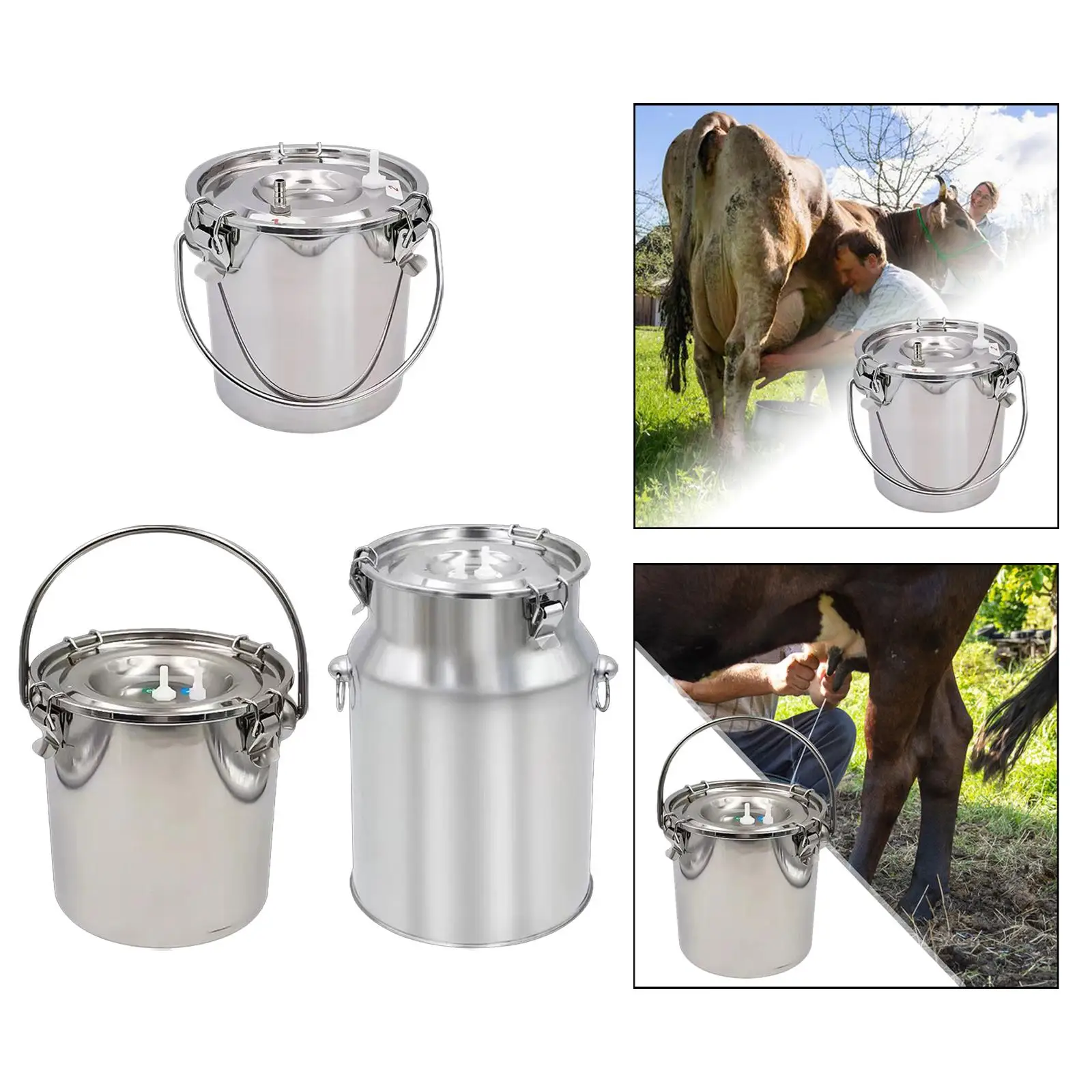 Milking Machine Bucket Stainless Steel Milk Multifunction for Cow Farm Horse